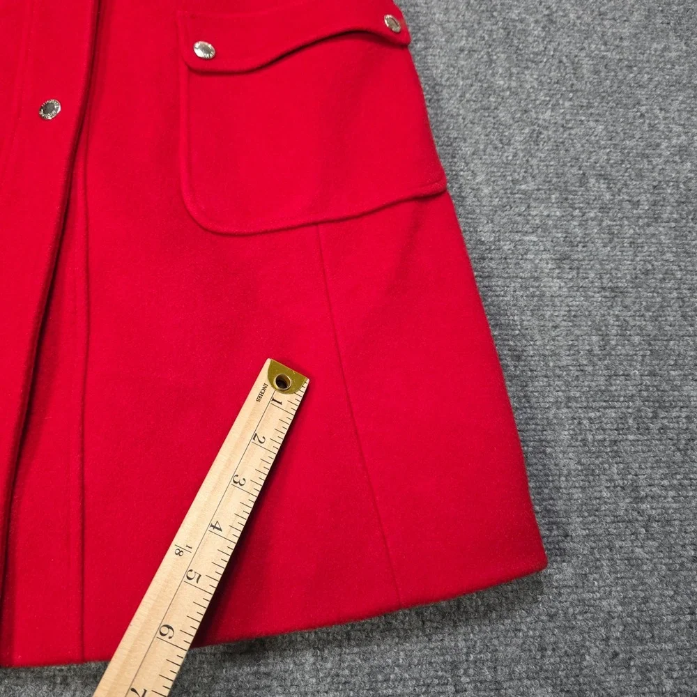 Michael by Michael Kors Red 100% Wool Coat Women 8 Long Length Snap Button‎ - Picture 7 of 14